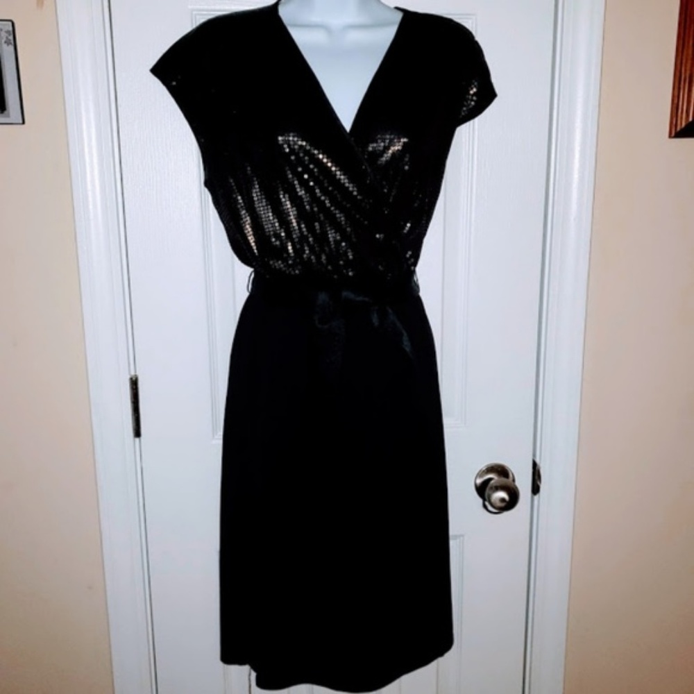 Narciso Rodriguez Black Sequined Sheath Dress Sm